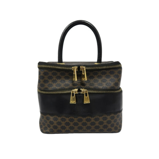 CELINE Macadam Handbag, Brown & Black, PVC (Box Style)