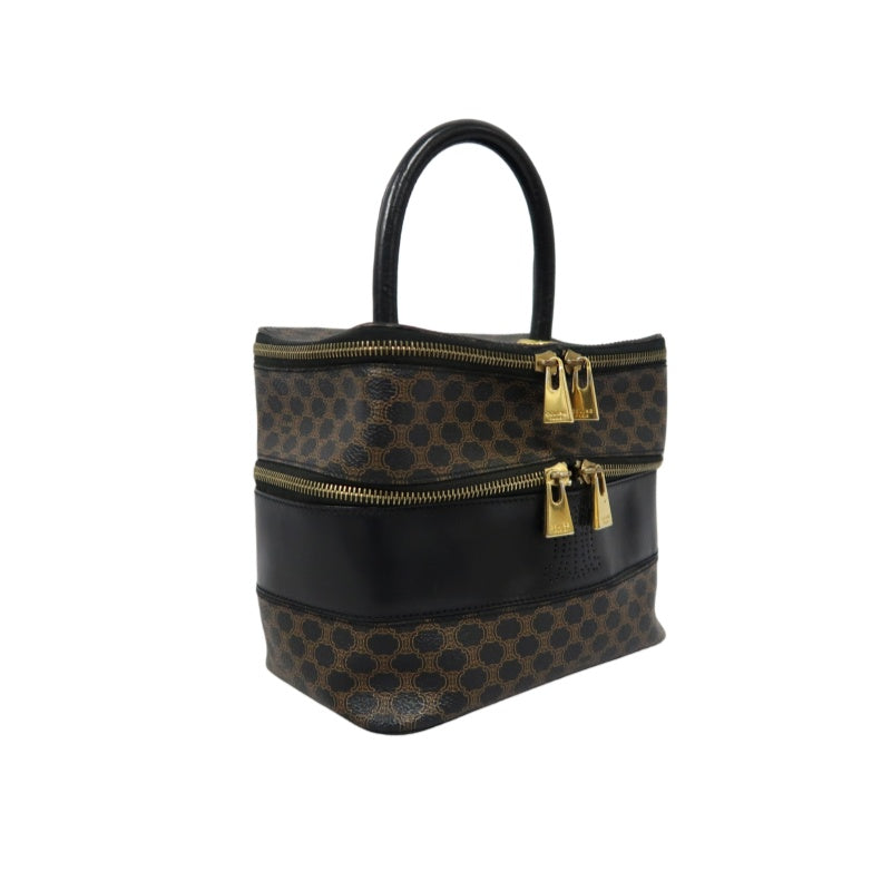 CELINE Macadam Handbag, Brown & Black, PVC (Box Style)