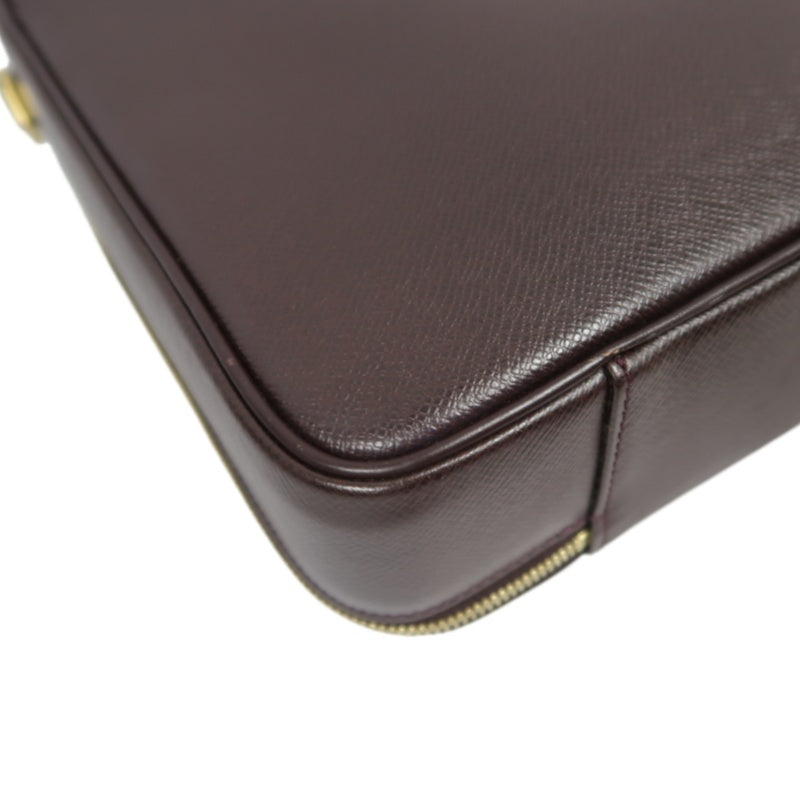 Louis Vuitton Taiga Porte Ordinateur Odessa Brown Handbag (With Storage Bag, Cadena Key, 2 Pouches & Shoulder Strap)  PVC Laptop Bag