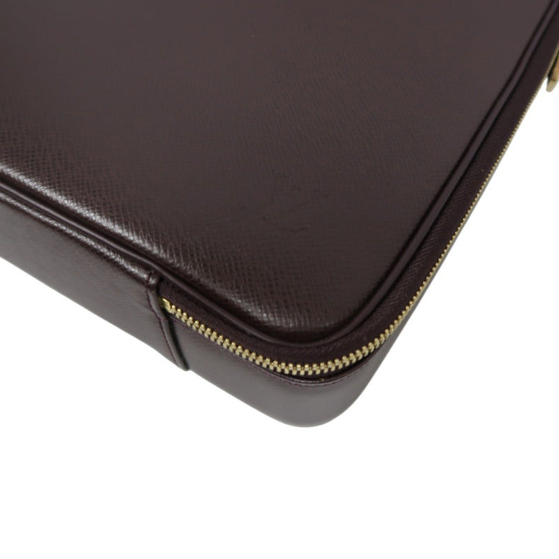 Louis Vuitton Taiga Porte Ordinateur Odessa Brown Handbag (With Storage Bag, Cadena Key, 2 Pouches & Shoulder Strap)  PVC Laptop Bag
