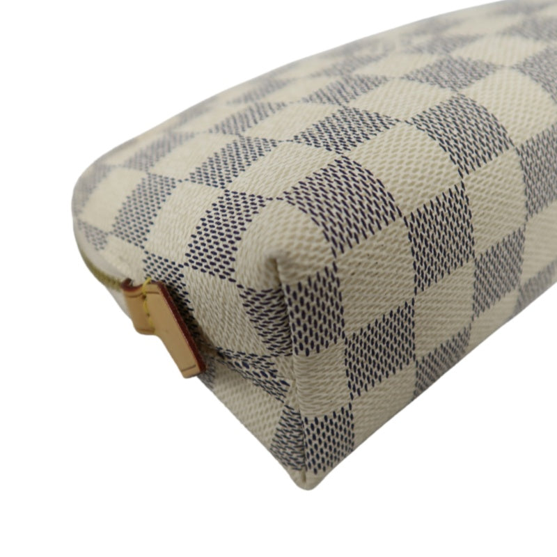 Louis Vuitton Azur Pochette Cosmetique, Pouch, Gold Hardware (Damier Azur Pattern, Clutch Style)