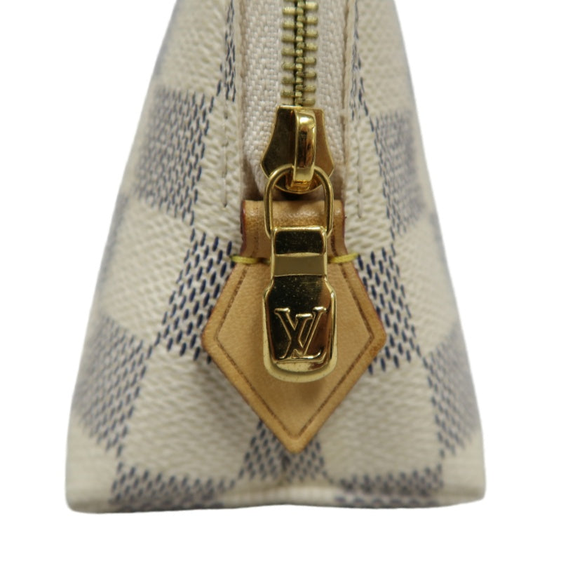 Louis Vuitton Azur Pochette Cosmetique, Pouch, Gold Hardware (Damier Azur Pattern, Clutch Style)