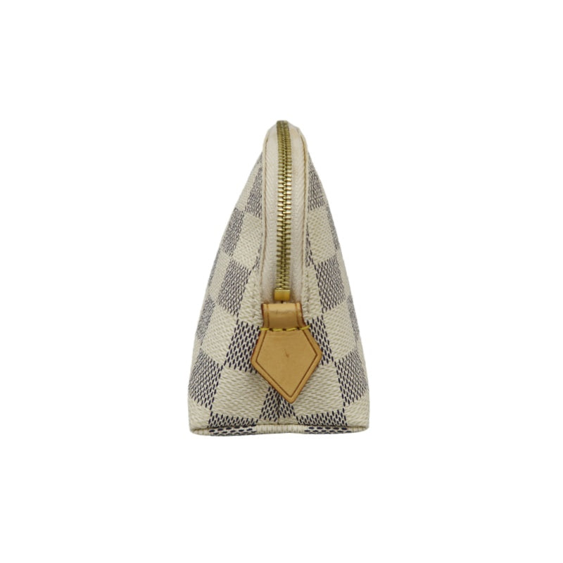 Louis Vuitton Azur Pochette Cosmetique, Pouch, Gold Hardware (Damier Azur Pattern, Clutch Style)