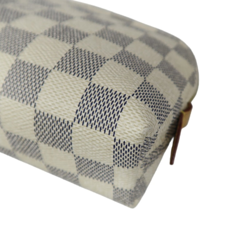Louis Vuitton Azur Pochette Cosmetique, Pouch, Gold Hardware (Damier Azur Pattern, Clutch Style)