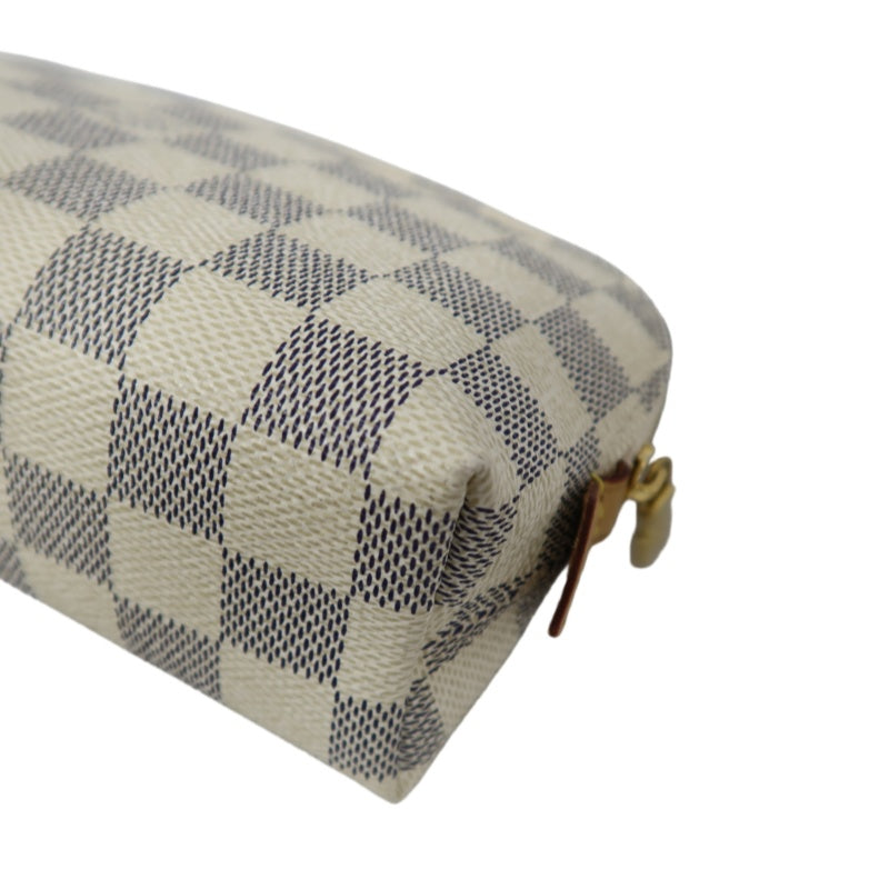 Louis Vuitton Azur Pochette Cosmetique, Pouch, Gold Hardware (Damier Azur Pattern, Clutch Style)