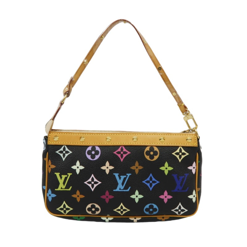 Louis Vuitton Multicolore Pochette Accessoires Black (With Shoulder Strap) Black Multicolore PVC Rivet Mahjong Bag Armpit Bag