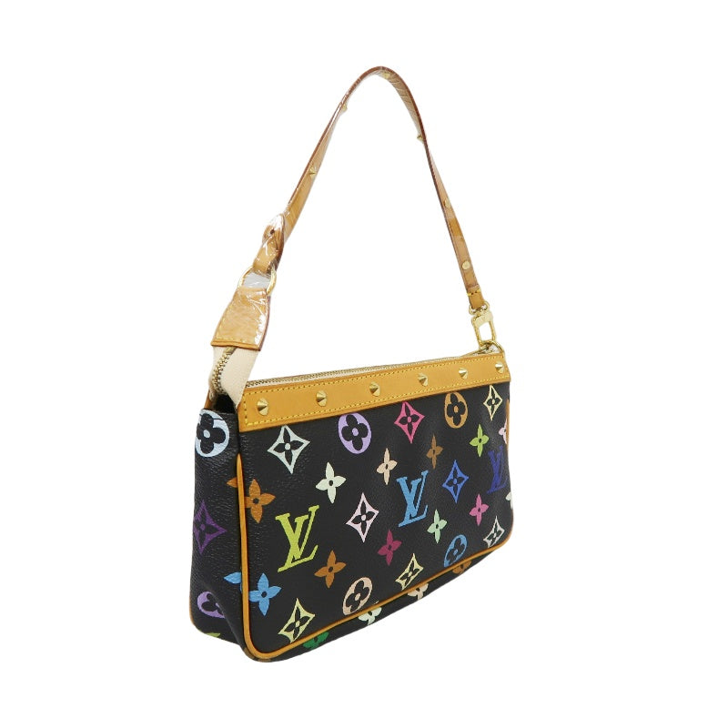 Louis Vuitton Multicolore Pochette Accessoires Black (With Shoulder Strap) Black Multicolore PVC Rivet Mahjong Bag Armpit Bag