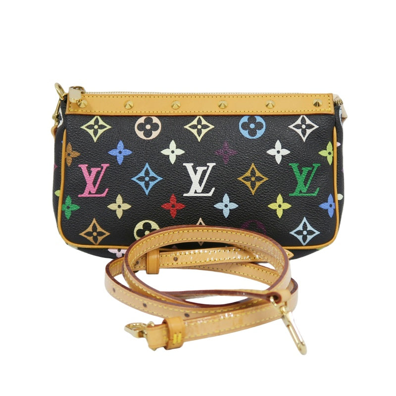 Louis Vuitton Multicolore Pochette Accessoires Black (With Shoulder Strap) Black Multicolore PVC Rivet Mahjong Bag Armpit Bag