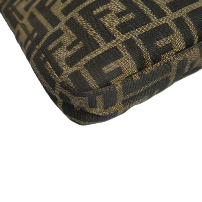 FENDI Zucca Canvas Shoulder Bag with Silver Hardware