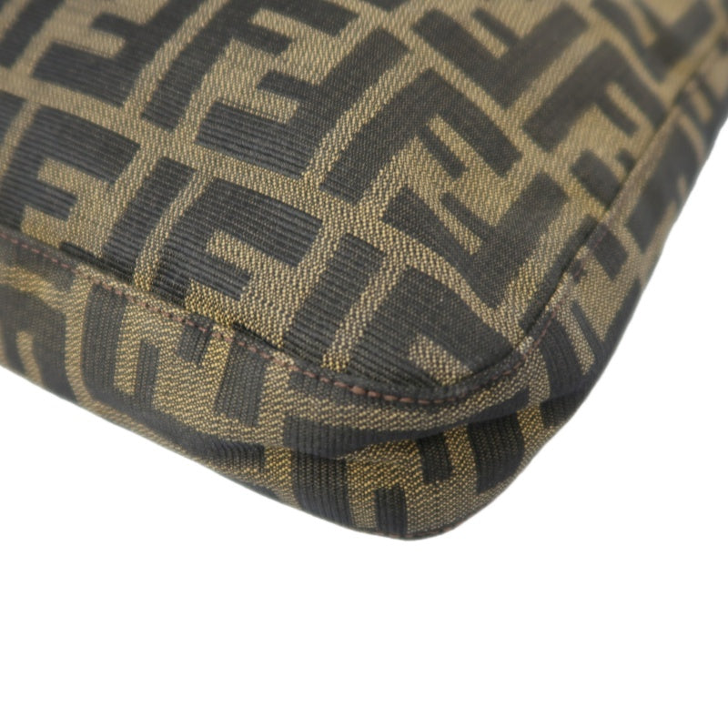 FENDI Zucca Canvas Shoulder Bag with Silver Hardware
