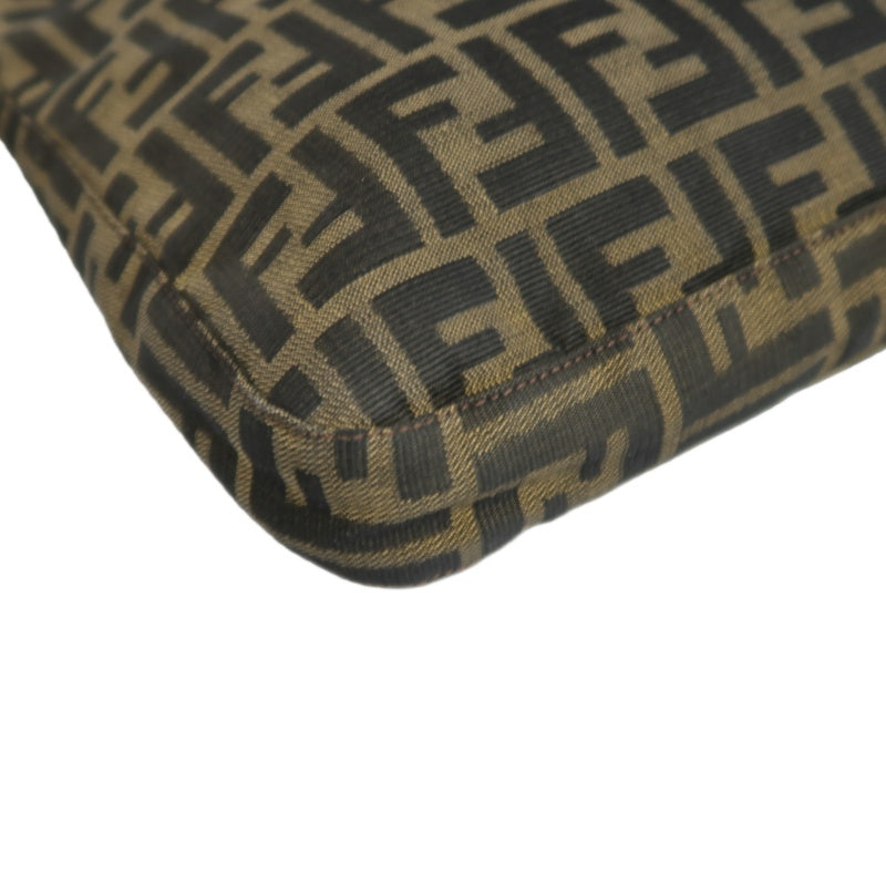 FENDI Zucca Canvas Shoulder Bag with Silver Hardware