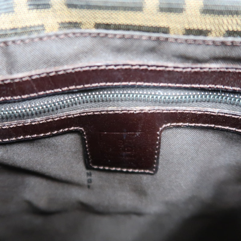 FENDI Zucca Canvas Shoulder Bag with Silver Hardware