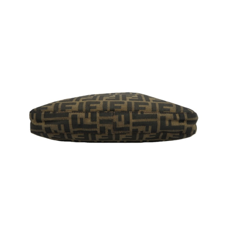 FENDI Zucca Canvas Shoulder Bag with Silver Hardware