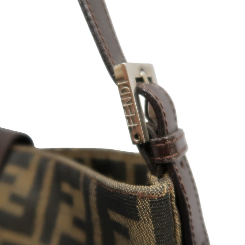 FENDI Zucca Canvas Shoulder Bag with Silver Hardware