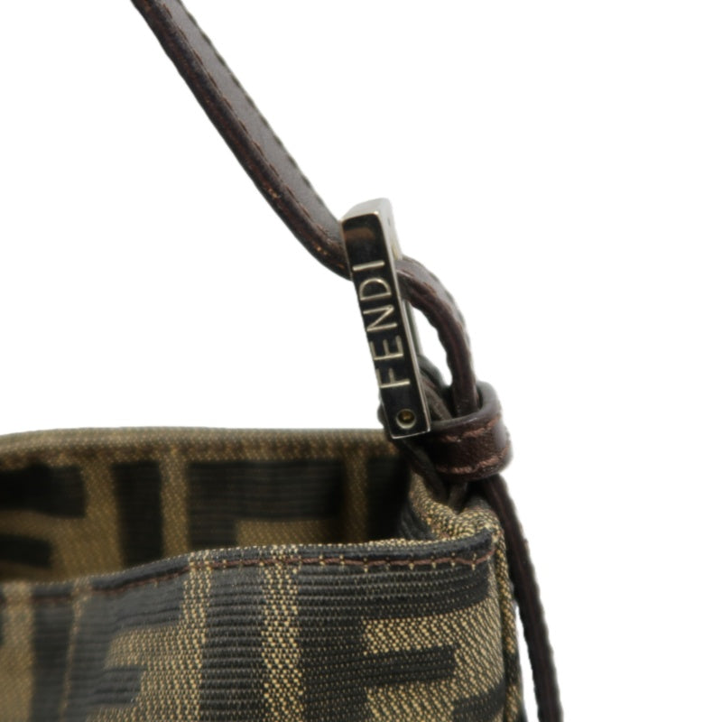 FENDI Zucca Canvas Shoulder Bag with Silver Hardware