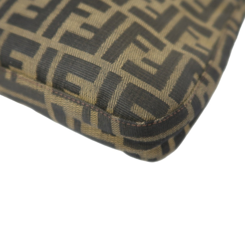 FENDI Zucca Canvas Shoulder Bag with Silver Hardware