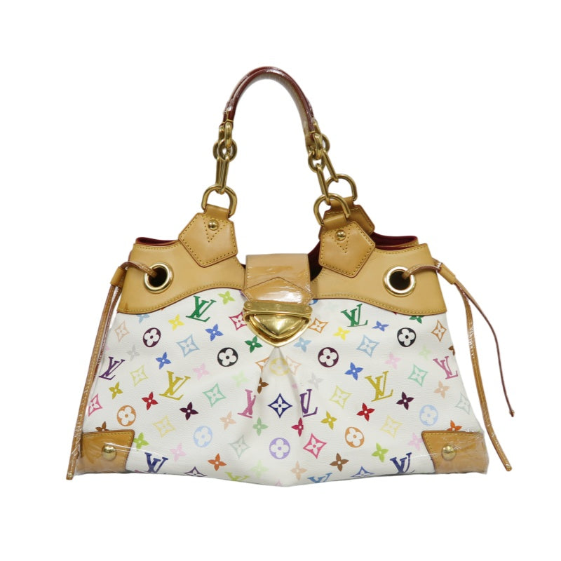 LOUIS VUITTON White Multicolor PVC Ursula Handbag with Push Lock