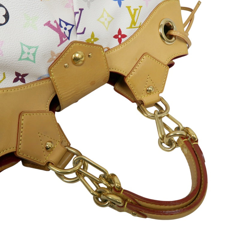 LOUIS VUITTON White Multicolor PVC Ursula Handbag with Push Lock