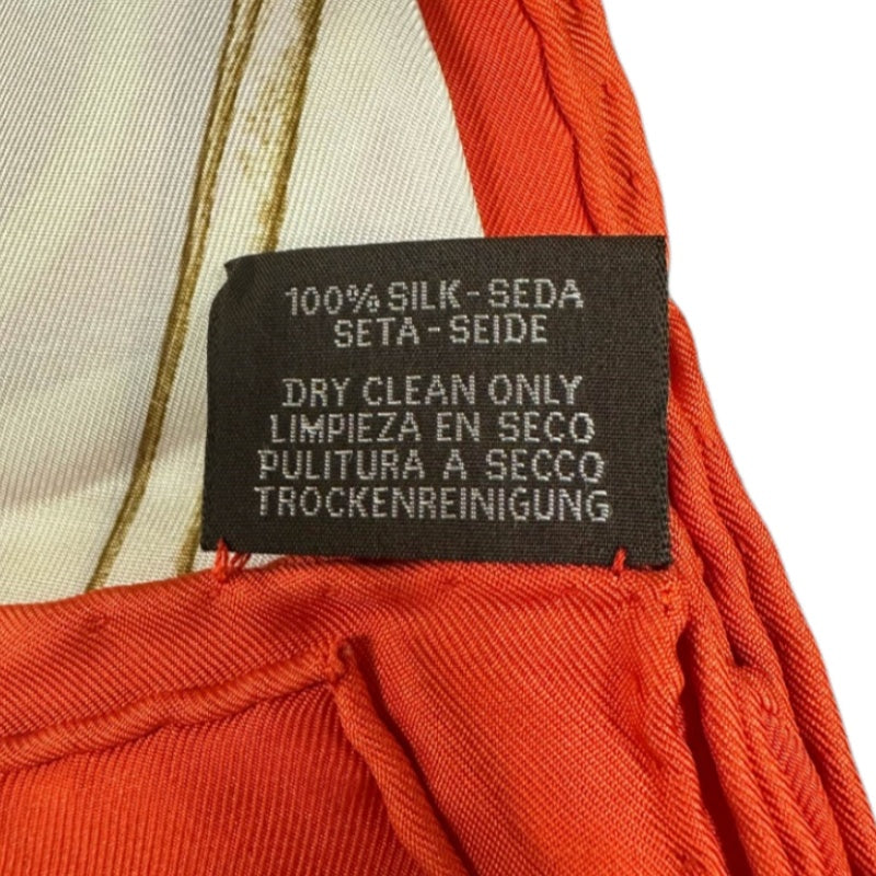HERMES Carre 90 Silk Scarf Red With Tag Stain