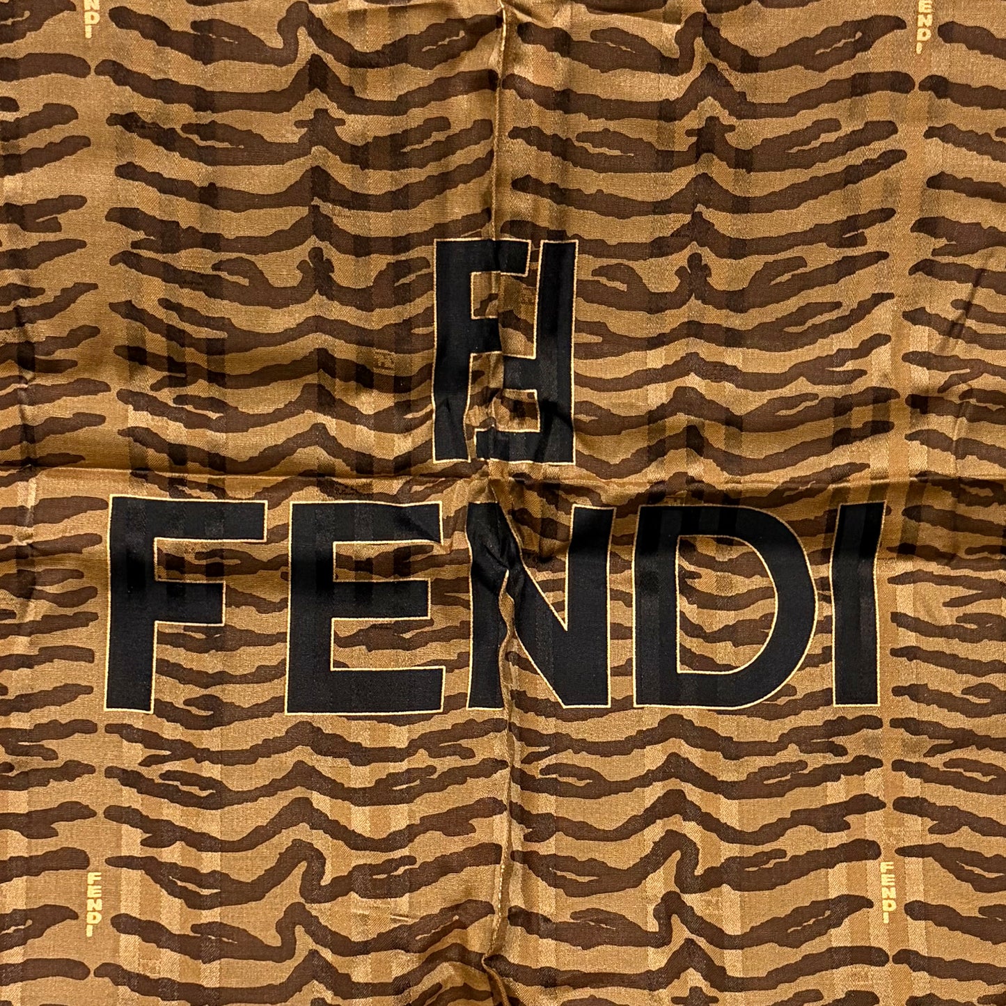 FENDI Zucca Silk Handkerchief Set Brown with Box