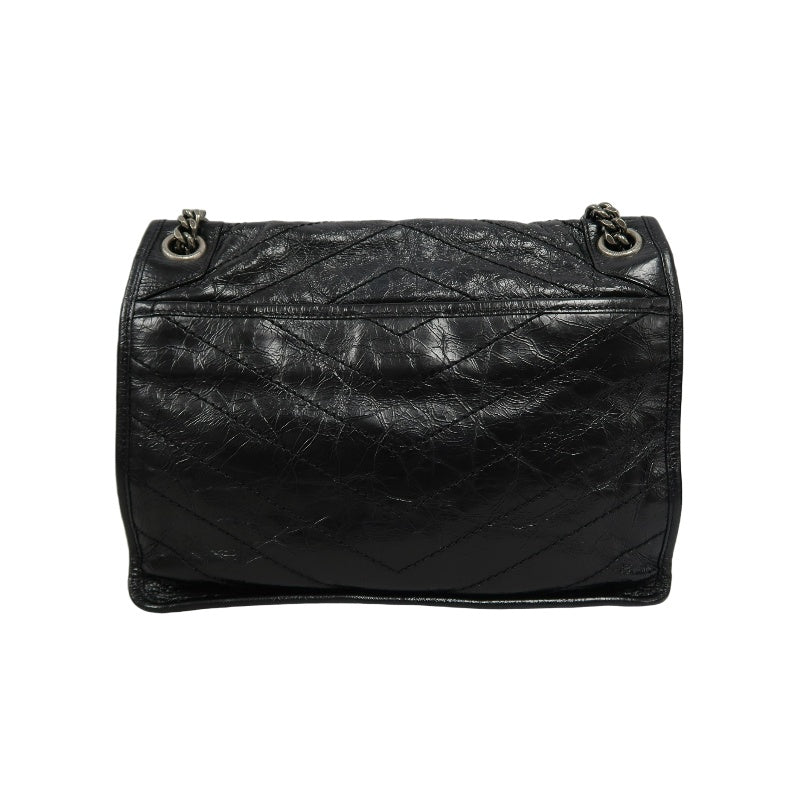 YSL Niki Shoulder Bag Waxed Leather Black