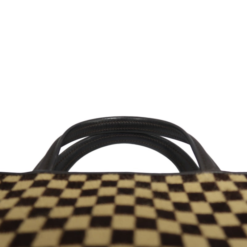 LOUIS VUITTON Impala Damier Sauvage Handbag, Brown, Suede, LV Damier Check, Antelope Fur