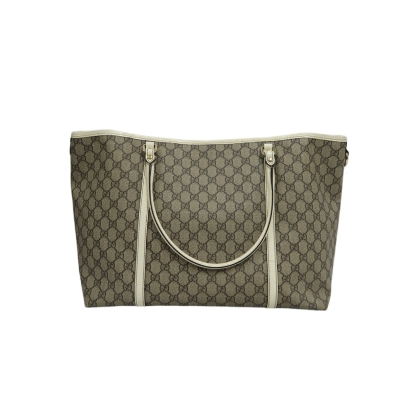 GUCCI GG Supreme Tote Bag, Grey, GG Monogram PVC Shoulder Shopping Bag
