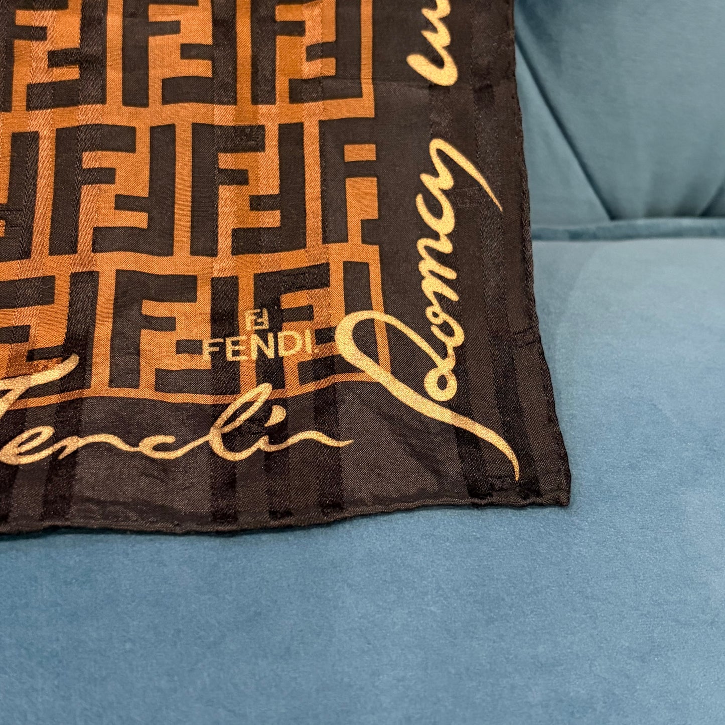 FENDI FF Zucca Logo Scarf Wool Silk Brown/Black