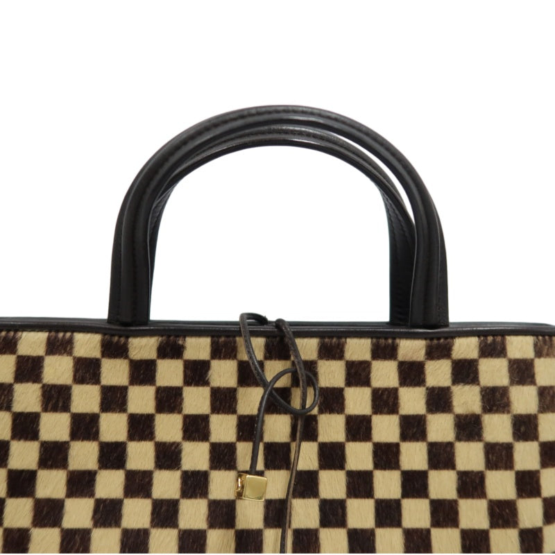 LOUIS VUITTON Impala Damier Sauvage Handbag, Brown, Suede, LV Damier Check, Antelope Fur