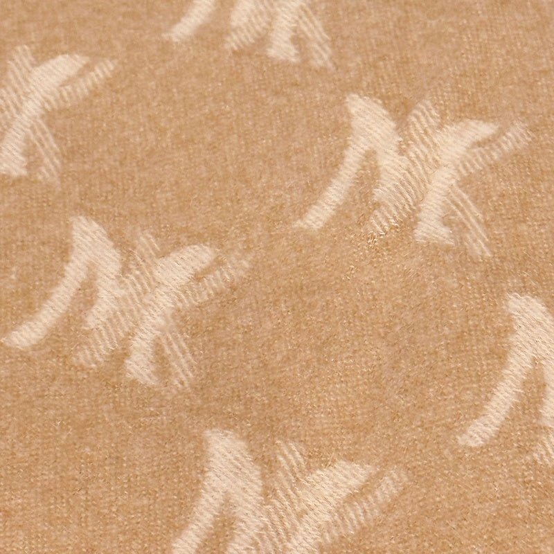 MICHEL KLEN Muffler Scarf Wool Light Brown MK All-over Logo Pattern Fringe Autumn Winter Warm
