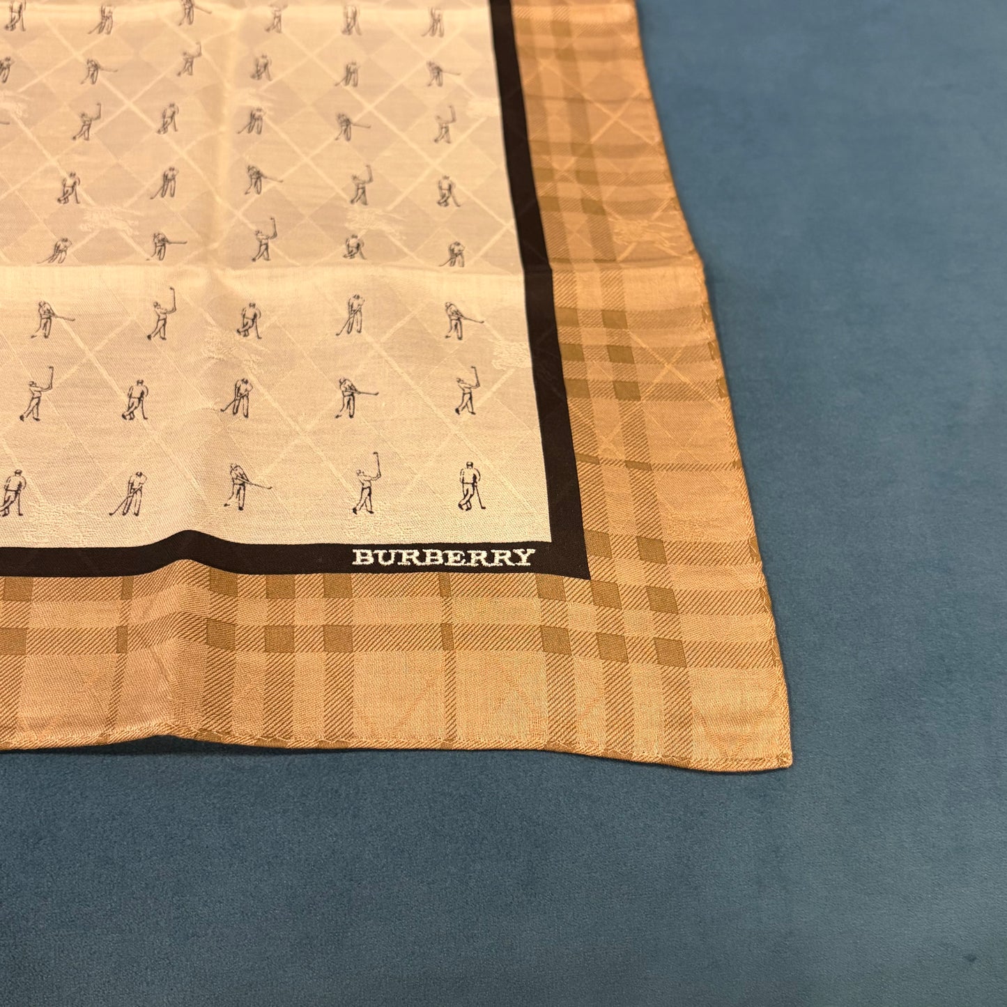 BURBERRY Nova Check Golf Motif Cotton Handkerchief Brown