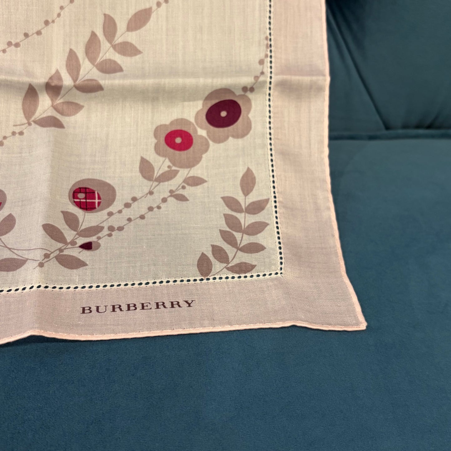 BURBERRY Flower Motif Silk Scarf Pink