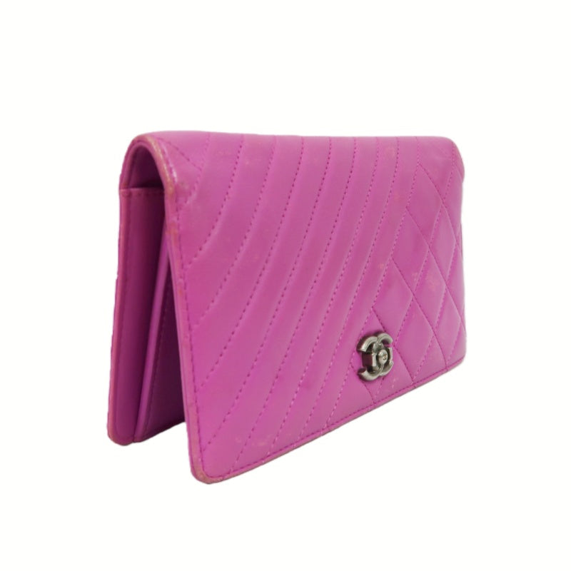 CHANEL Long Wallet, Purple Lambskin Leather