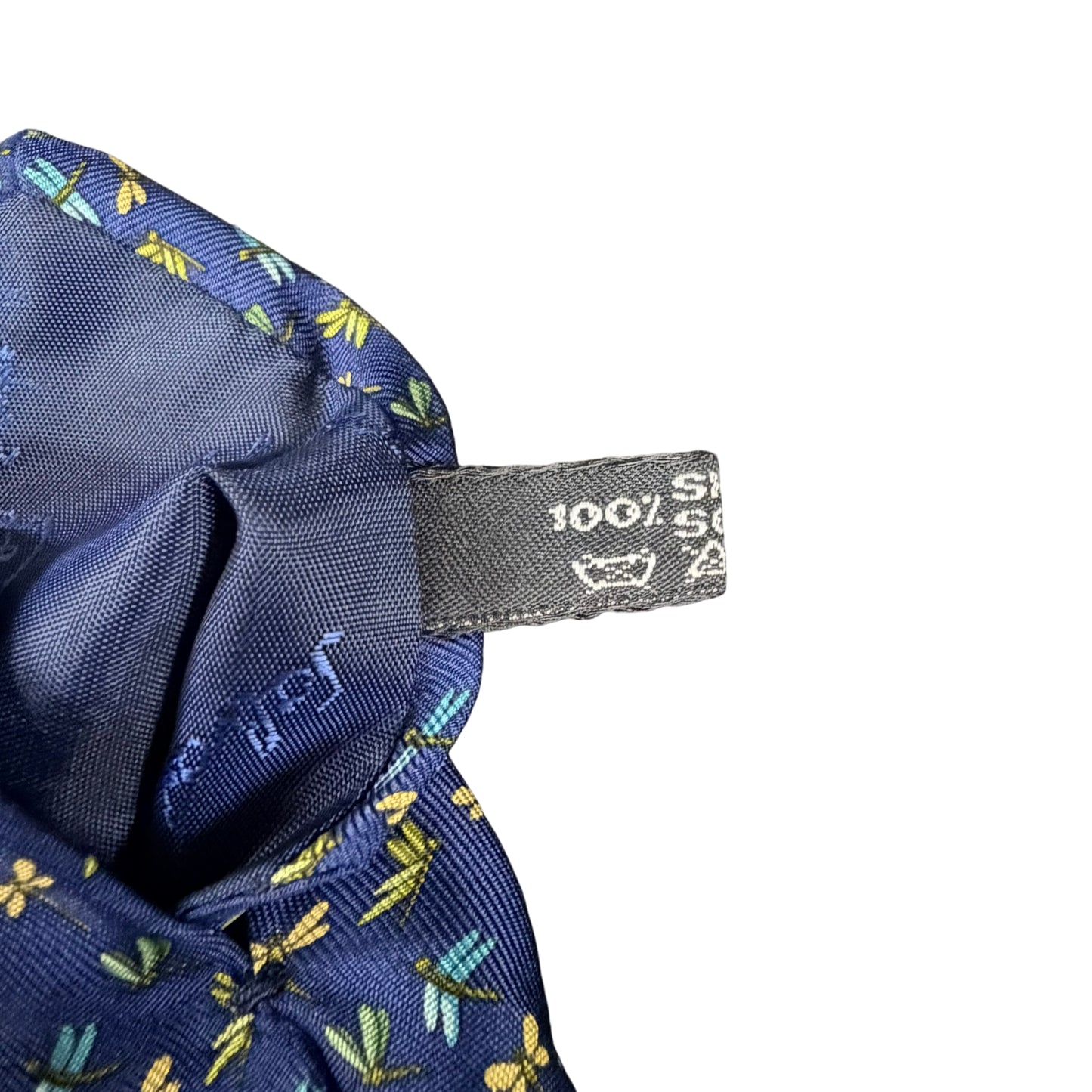 FERRAGAMO Dragonfly Pattern Silk Tie Navy Multicolor