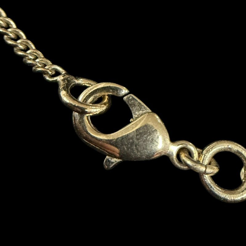 CHANEL Coco Mark Necklace Accessory Gold Ivory Enamel Double C Pendant Stamped