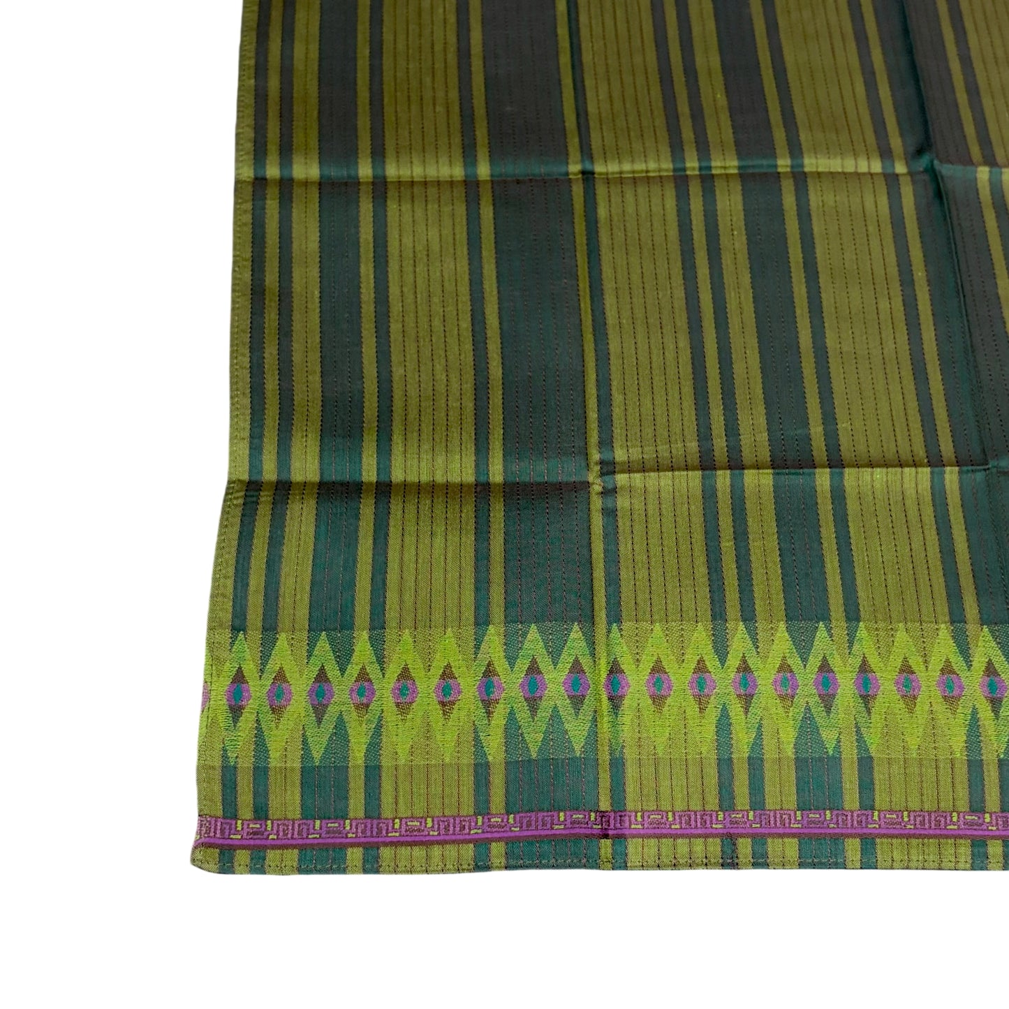 EMANUEL UNGARO Green Striped Diamond Pattern Silk Scarf