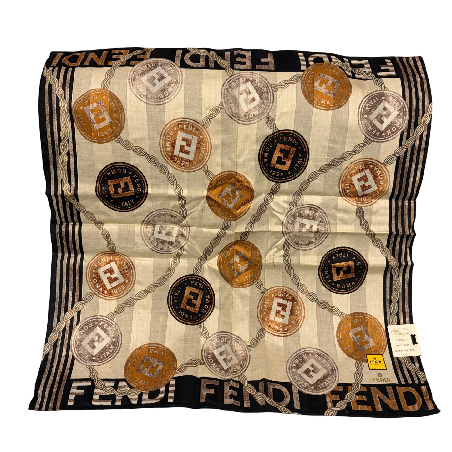 FENDI Zucca Silk Handkerchief Set Brown with Box