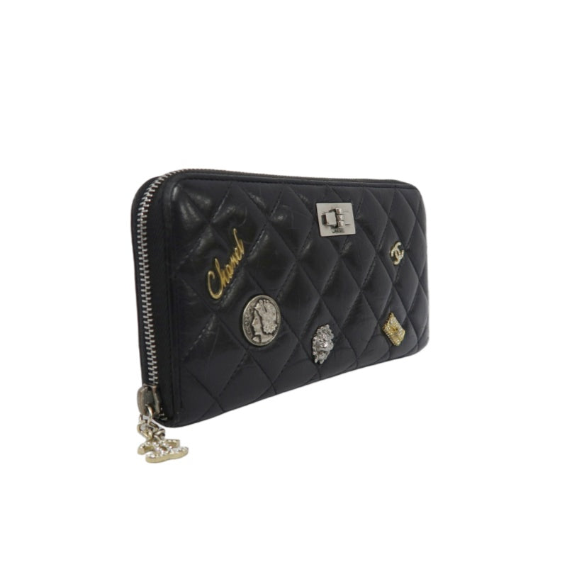 CHANEL Black Long Wallet, Lambskin Leather, with Dust Bag and Box