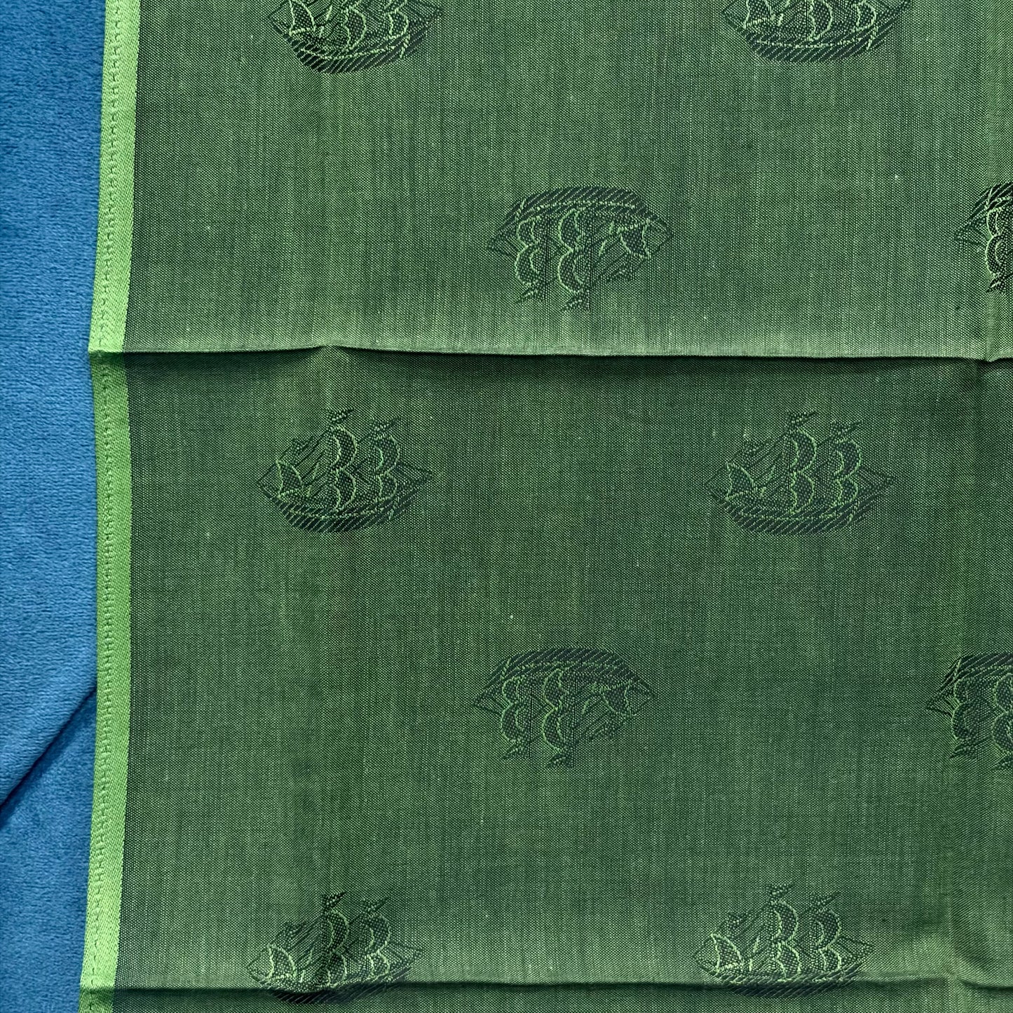 Raoul Bruckert Sailing Pattern Cotton Scarf Green