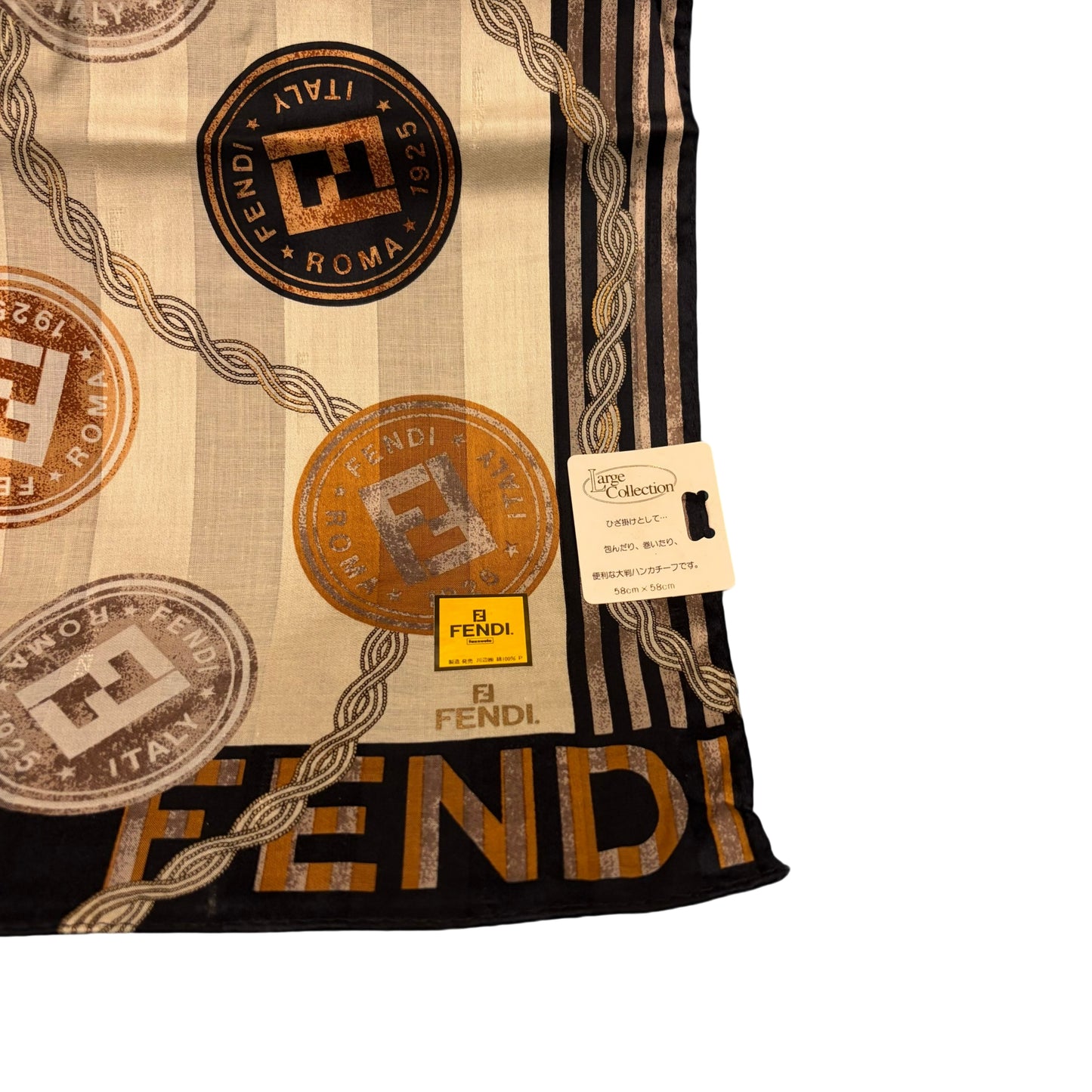 FENDI Zucca Silk Handkerchief Set Brown with Box