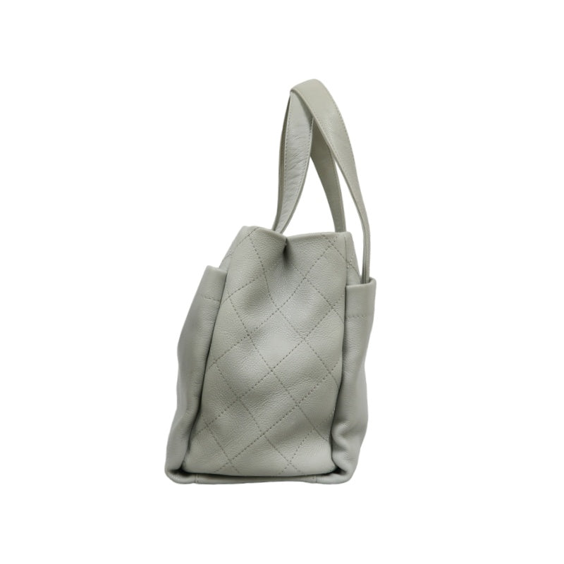 CHANEL Gray Tote Bag, Caviar Leather, with Pouch