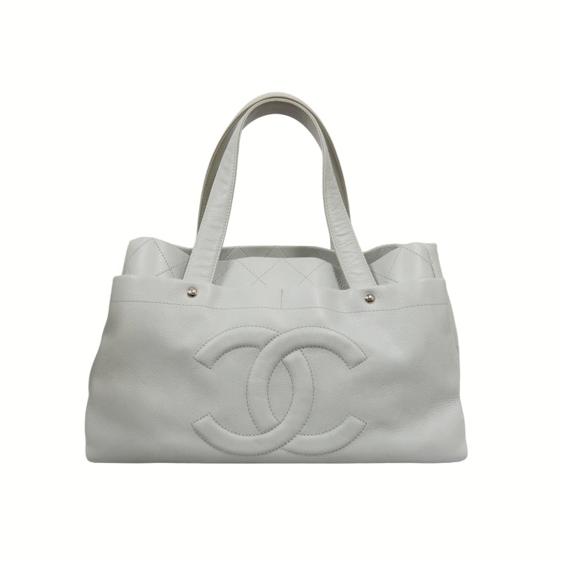 CHANEL Gray Tote Bag, Caviar Leather, with Pouch