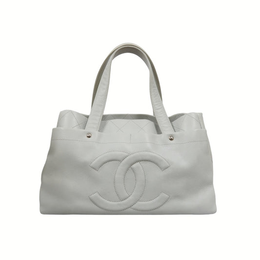 CHANEL Gray Tote Bag, Caviar Leather, with Pouch