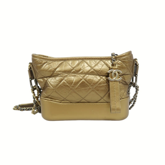 Chanel Gabrielle Hobo Bag in Gold Waxed Leather with Two-Tone Chain