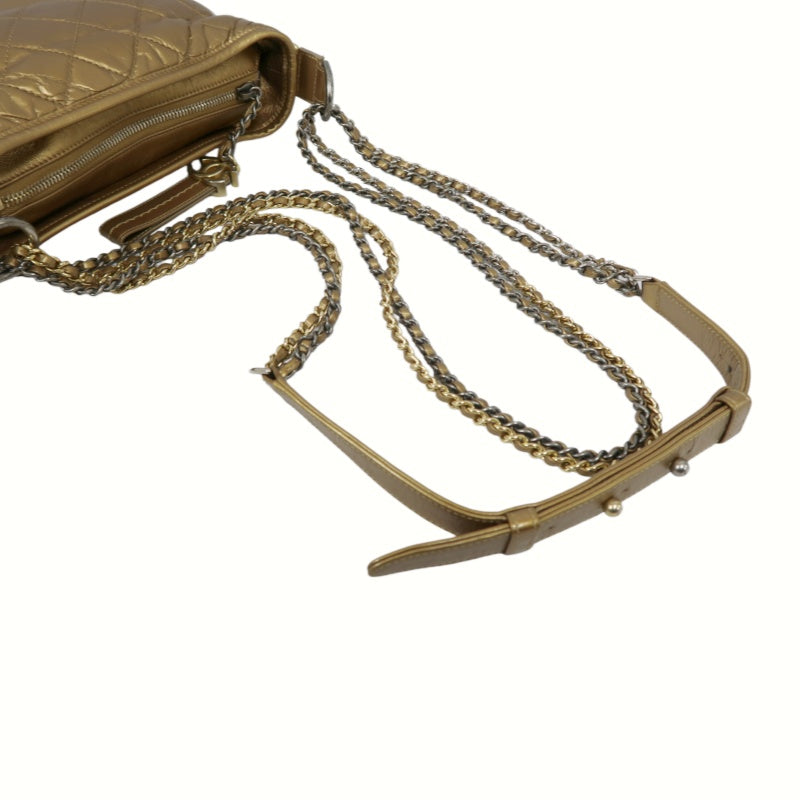 Chanel Gabrielle Hobo Bag in Gold Waxed Leather with Two-Tone Chain