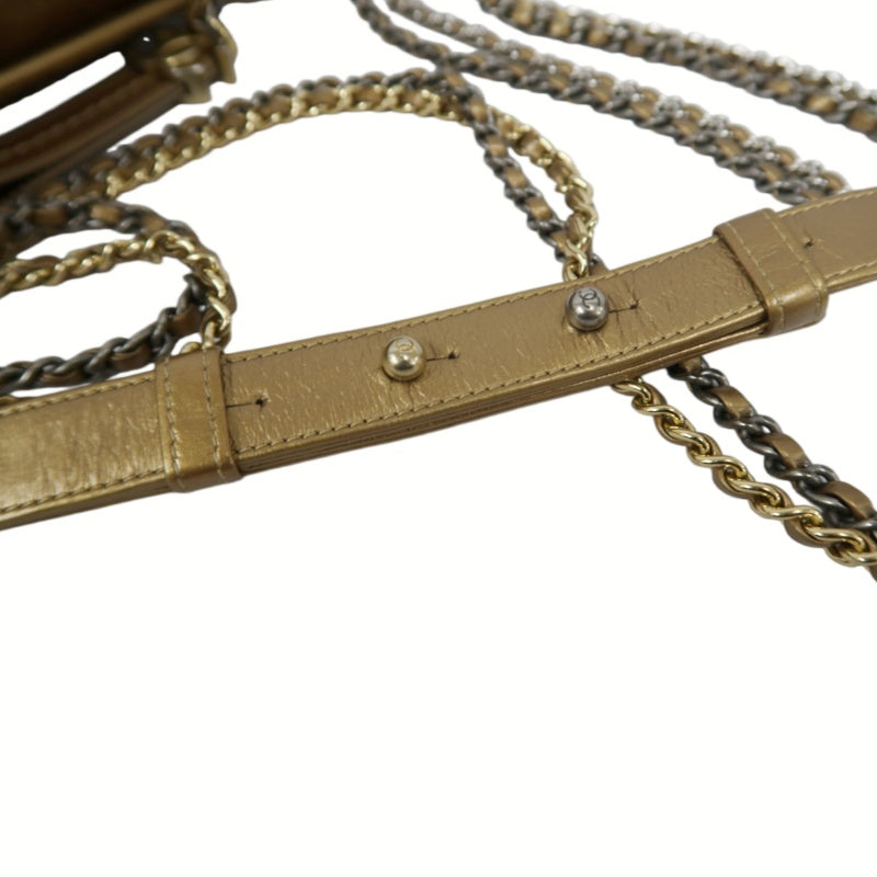 Chanel Gabrielle Hobo Bag in Gold Waxed Leather with Two-Tone Chain