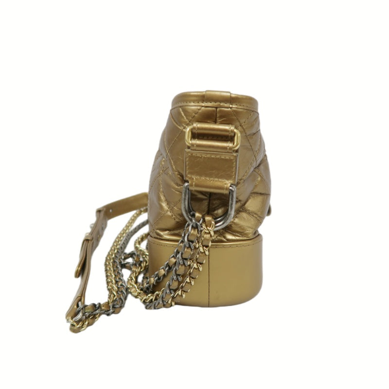 Chanel Gabrielle Hobo Bag in Gold Waxed Leather with Two-Tone Chain