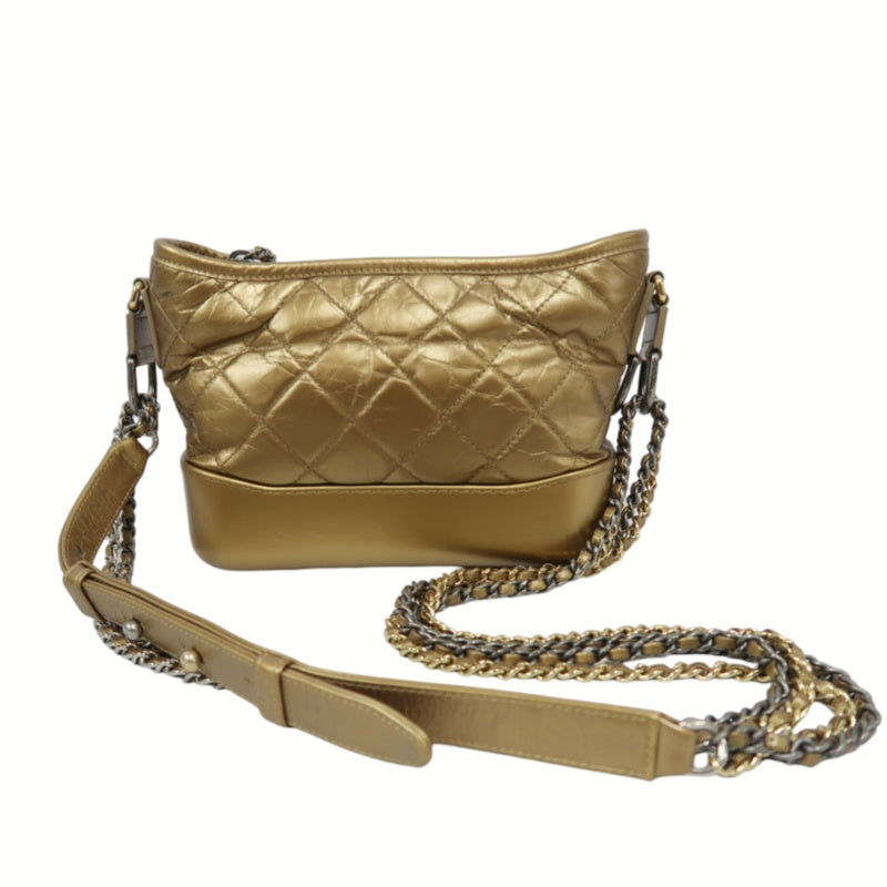 Chanel Gabrielle Hobo Bag in Gold Waxed Leather with Two-Tone Chain