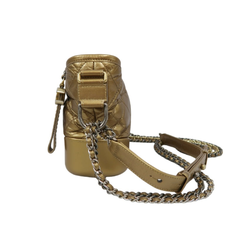 Chanel Gabrielle Hobo Bag in Gold Waxed Leather with Two-Tone Chain