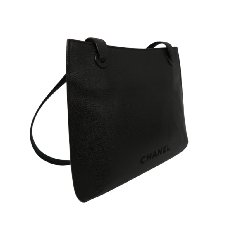 Chanel Black Caviar Leather Logo Tote Shoulder Bag